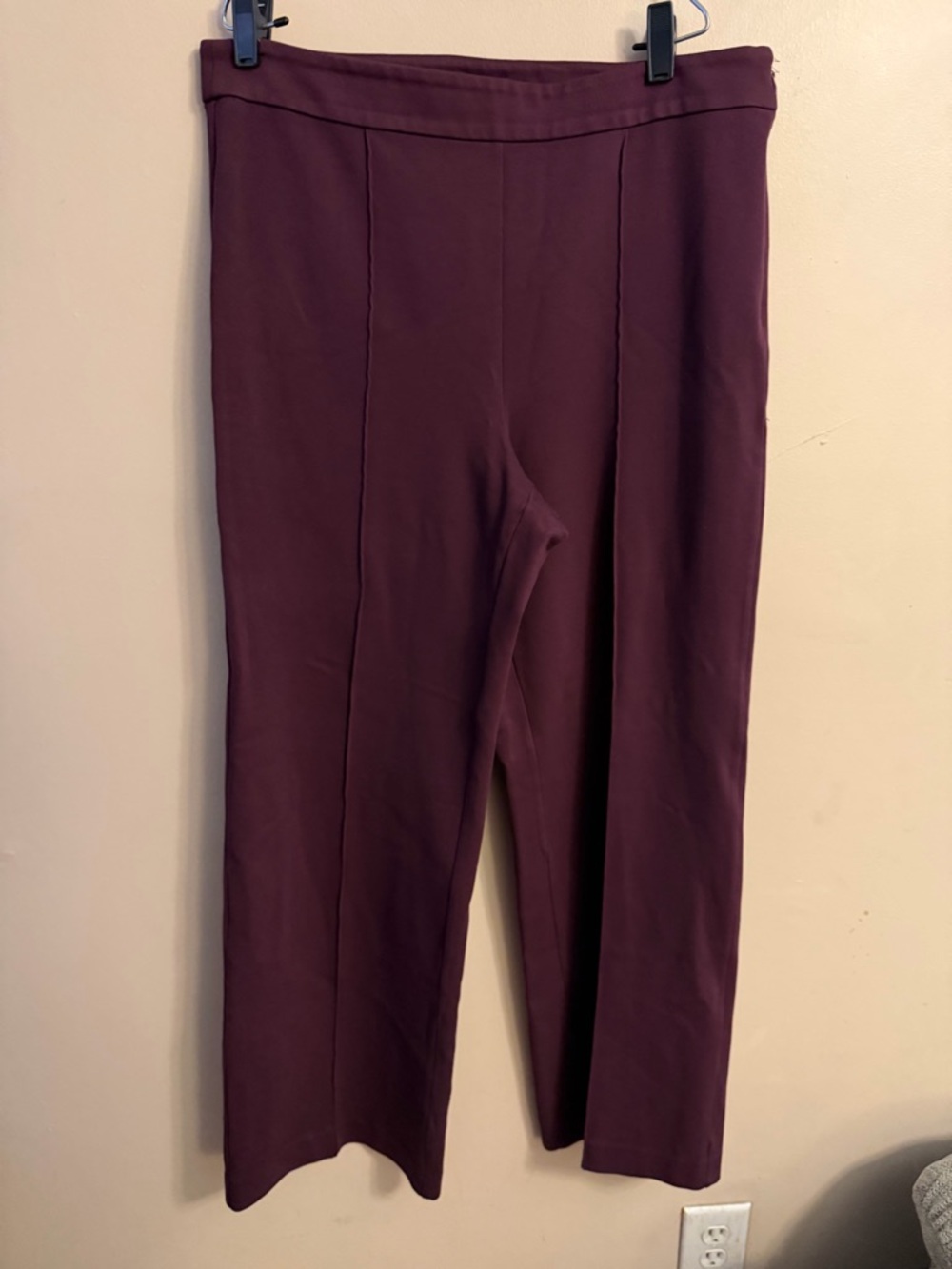 Ann Taylor Wide-Leg Ponte Pants in Plum